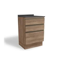 Gabinete De Cozinha Modulado Balcão Maxxi G743 3 Gavetas C-tampo 60cm Nogal-cinzel - Kappesberg