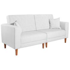 Sofá 03 Lugares Living Ponza Sintético Cor Branco