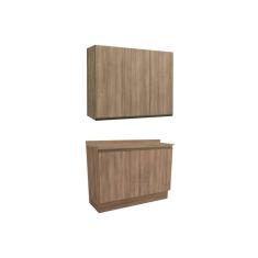 Cozinha Modulada Completa Maxxi 3 Peças 1 Aéreo + 1 Balcão + Complemento C3p10 Nogal