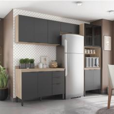 Cozinha Completa Firenze 04 Peças 11 Portas e 02 Gavetas Demóbile Avena/Grafito