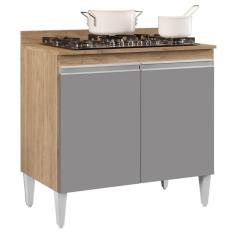 Balcão Para Cooktop 80cm 2 Portas Flórida Castanho/Cinza