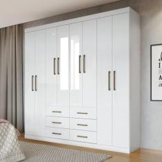 Guarda Roupa Casal com Espelho 8 Portas 6 Gavetas Liverpool 8.6 Santos Andirá