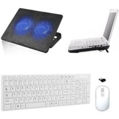 Teclado, Mouse Suporte Cooler Duplo Notebook Positivo Branco - BD Net