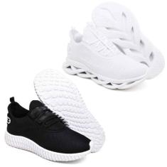 Tênis Esportivo Confortavel Evoltenn Easy Solado 4D - 2 Pares Branco/P