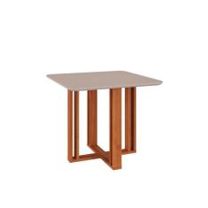 Mesa para Cozinha Flora c/Tampo Madeirado 94X94cm Cinamomo/Off White - Cimol