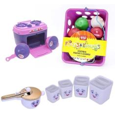 Kit Menina Infantil Cozinha Fogão 21Peças - Altimar