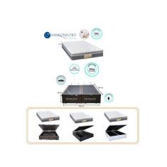 Conjunto Cama Box Baú Casal Queen + Colchão de Molas Sankonfort  Sleep