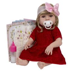 Bebê Tipo Reborn Menina Loira Fofinha Com Enxoval 13 Itens - Cegonha R