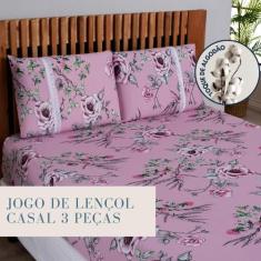 Jogo Lençol Casal Estampado Elástico Malha 100% Algodão - Meta Mark, F