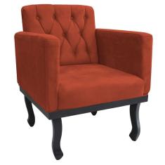 Poltrona Classic Pés Luís Xv Suede Terracota Adj Decor