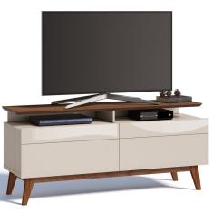 Rack Classic 146cm 2 Gaveta Prateleira OffWhite Freijó Imcal