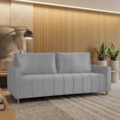 Sofá em Veludo 3 Lugares Amelie Yescasa Cinza
