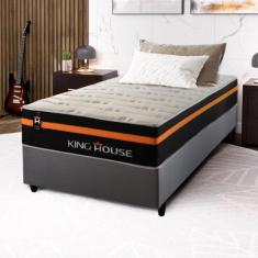 Conjunto Cama Box c/ Molas Ensacadas Sirius Preto Solteiro 88x188x65 -
