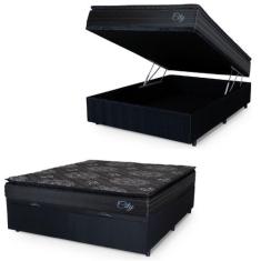 Cama Box Baú Casal Colchão Com Molas Ensacadas City Pillow Top 138x188