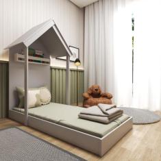 Mini Cama Infantil 1 Prateleira Casinha - Bramov Móveis