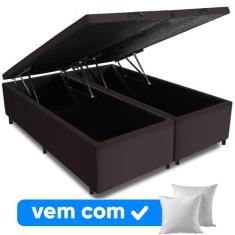 Cama Box Baú King Base 193x203x52cm Varias Cores + 2 Travesseiros FL -
