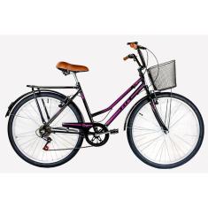 Bicicleta Aro 26 Kls Retro Sport Freio V-Brake 6 Marchas-Feminino