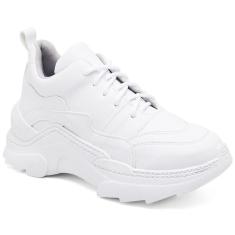 Tênis Sola Alta Tratorado Detalhes Recortes Chunky Dad Sneaker Cadarço Adicional-Feminino