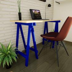 Escrivaninha Cavalete Madeira Maciça Ms Colors Madersilva Azul/Marroml