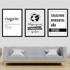 Kit 3 Quadros Decorativos Viagem - Colecione Momentos 45x34cm - Quadro