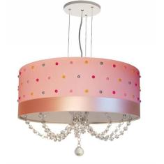 Lustre Infantil Pendente Pérolas Coloridas 50X15 Rosa - Tom luz
