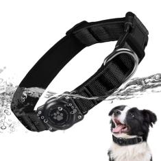 Coleira refletiva para cães, Suporte para AirTag, 100% Impermeável, Ultradurável, Acolchoada, Macia, para Cães pequenos, médios e grandes