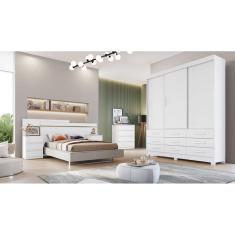 Guarda Roupa Solteiro 3 Portas 9 Gavetas - Buriti-Branco - Móveis Novo Horizonte