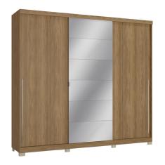 Guarda-roupas Casal Com Espelho 3 Portas 4 Gavetas Multimóveis Cr35153 Nogueira Nogueira