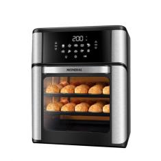 Fritadeira Elétrica Sem Óleo Air Fryer Oven 2 Em 1 Mondial Preto Com Inox 220V
