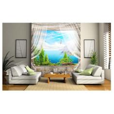 Papel De Parede Paisagem Digital Jardim Mar 3D Dav05 - Você Decora