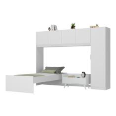 Cama De Solteiro Com Colchão/guarda Roupa/mesa De Cabeceira Retrô Dublin Multimóveis Mp4037 Branca