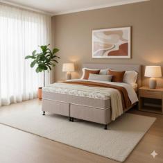 Cama Box Queen Castor Class Pocket 158x198x52 + Box Castor, Bege, Quee