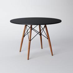 Mesa de Jantar Redonda Eames Eiffel Wood Tampo 80cm Preto