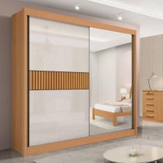 Guarda-roupa Casal 2 Portas 6 Gavetas 100% Mdf Coliseu Ripado Cinamomo/Off White