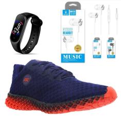 Kit Tenis Ghost 2 Treinos Academia e Corrida + Fone Stereo + Relogio Led-Unissex
