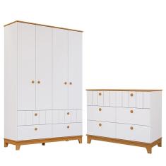 Jogo de Quarto Infantil Biscoito Guarda Roupa e Cômoda 6 Gavetas - Permóbili Baby