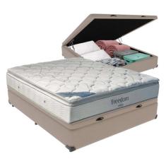 Cama + Box com Baú Casal e Colchão Freedom Ortobom D33, Bege
