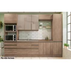 Cozinha Completa Maxxi 7 Peças (2Aéreos+2Balcões+2Paneleiros+1Complemento) s/ Pia CZ267 Nogal - Kappesberg