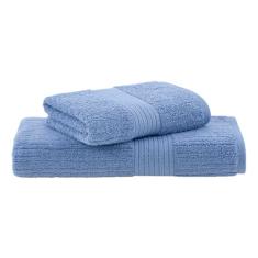 Buddemeyer Jogo de Toalhas Fio Penteado Canelado Gigante Azul 2 Peças