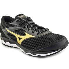 Tênis Mizuno Wave Hawk Preto e Dourado