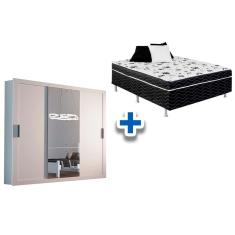 Cama Box Conjugada Casal Union Ortobom + Guarda Roupa Veneza Luxo Branco