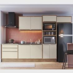 Cozinha Modulada 5 Peças 8 Portas 3 Gavetas com Divisor de Talheres 1 Nicho para Forno Viena Edez