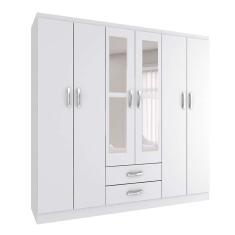 Guarda-Roupa Solteiro com Espelho Havana ii 6 pt Branco