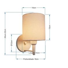 Arandela Cilíndrica Vivare Md-2009 Base Alumínio Branco Cúpula em Tecido - Bivolt