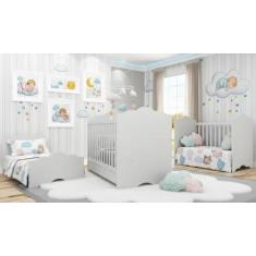 Berço Multimóveis Nuvem com Grade PVC Branco para Colchão 130cmx70cm R