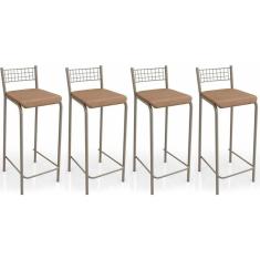 Banqueta Gênova B705 Kit 4 Un Niquel/capuccino 31 - Kappesberg