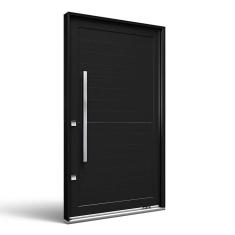 Porta de Alumínio Pivoltante 225x130cm com Puxador Lucasa Alumínios Preto