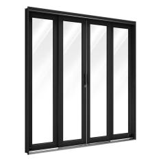 Porta de Aço de Correr Central 4 Folhas 213x200cm Facilitá Lucasa Preto