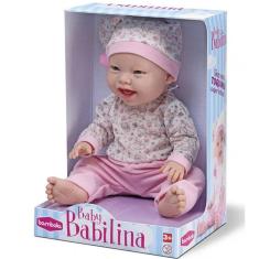 Boneca BABY Babilina Soninho C/ Pijama e Toquinha de Dormir 34CM