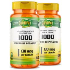 Kit 2 Iodo Iodeto de Potássio Unilife 60 cápsulas